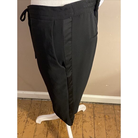 Zara Jogger Tuxedo Stripe Black Elastic Waist Semi Sheer Drawstring Wms Sz M - Picture 5 of 11